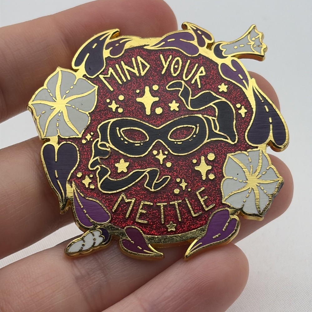 The Bookish Book Mind Your Mettle Masquerade Mask Lapel Hat Pin